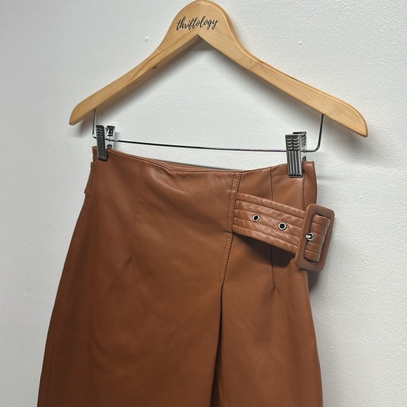 Scotch and Soda Skirt Midi Wrap Over Belted Faux Vegan Leather Tan Brown Size XS - Picture 8 of 12